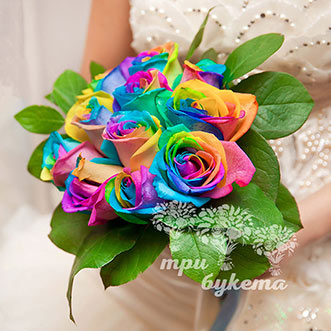 Букет невесты из радужных роз